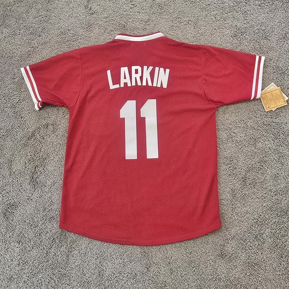 BARRY‎ LARKIN #11 CINCY REDS Mitchell & Ness Batting Practice Jersey Sz M 40 NWT